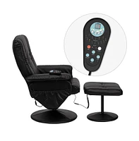 Massaging Multi-Position Recliner And Ottoman With Wrapped Base