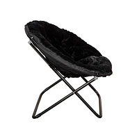 Emma+Oliver Ersa Oversize Folding Saucer Chair With Cozy Faux Fur Cushion And Metal Frame For Dorms, Bedrooms, Apartments More