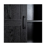 Finnoula Farmhouse Storage Cabinet, Semi-Open With Sliding Barn Door