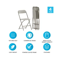 Plastic Folding Chair - 4 Pack 650Lb Weight Capacity
