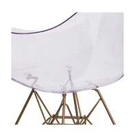 Emma+Oliver Transparent Side Chair With Arms And Gold Base