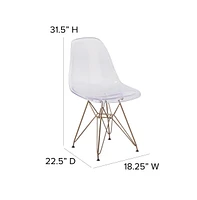 Ghost Chair With Gold Metal Base