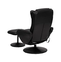Massaging Multi-Position Plush Recliner Chair With Side Pocket And Ottoman