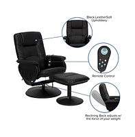 Massaging Multi-Position Recliner With Deep Side Pockets And Ottoman With Wrapped Base