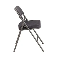 Emma+Oliver 2 Pack Premium Curved Triple Braced & Hinged Fabric Upholstered Metal Folding Chair