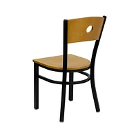 Emma+Oliver Wood Circle Back Metal Restaurant Dining Chair