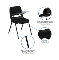 Emma+Oliver Padded Ergonomic Shell Chair With Right Handed Flip-Up Tablet Arm