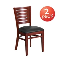 Emma+Oliver 2 Pack Slat Back Wooden Restaurant Chair