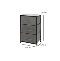 3 Drawer Vertical Storage Dresser With Wood Top & Fabric Pull Drawers