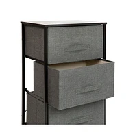 Emma+Oliver 3 Drawer Vertical Storage Dresser With Wood Top & Fabric Pull Drawers