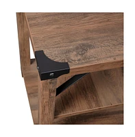 Merrick Lane Green River Modern Farmhouse Engineered Wood End Table With Two Tiered Shelving And Powder Coated Steel Accents