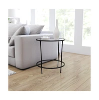 Merrick Lane Newbury End Table With Round Frame And Vertical Legs