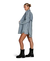 Belle & Bloom Women's Into Him Oversized Denim Shirt - Mid Wash