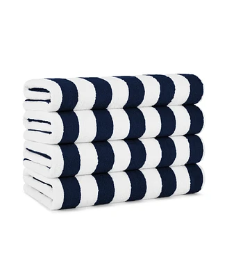 California Cabana Beach Towel (4 Pack, 30x70 in.), Striped, Soft Ringspun Cotton, Oversized Pool