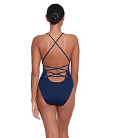 Lauren Ralph Women's Strappy Plunge One Piece Swimsuit