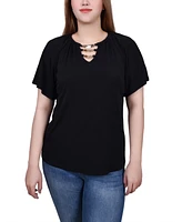 Ny Collection Raglan Sleeve Top with Chain Details