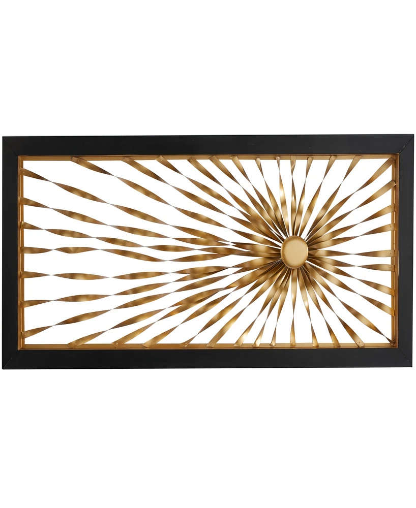 Rosemary Lane Gold Metal Sunburst Coiled Ribbon Wall Decor with Black Frame, 24" x 3" x 52"