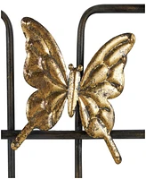 Rosemary Lane Gold Metal Butterfly Wall Decor with Black Open Rectangles, 42" x 2" x 23"