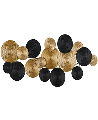 CosmoLiving by Cosmopolitan Gold Metal Plate Overlapping Textured Spiral Wall Decor with Black Accents, 60" x 3" x 26"