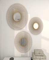 Rosemary Lane Gold Metal Sunburst Wall Decor with Mirror Accent, Set of 3 18", 22", 27"D
