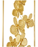 CosmoLiving by Cosmopolitan Gold Metal Orchid Floral Wall Decor with Gold Frame Set of 2 14"W, 36"H