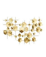 CosmoLiving by Cosmopolitan Gold Metal Geometric 3D Cube Relief Wall Decor, 36" x 2" x 20"