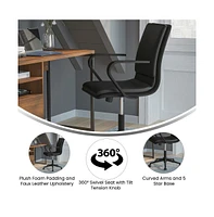 Merrick Lane Artemis Mid-Back Home Office Chair With Armrests, Height Adjustable Swivel Seat And Five Star Base