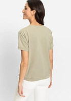 Olsen Women's Cotton Blend Embellished Leo Print T-Shirt