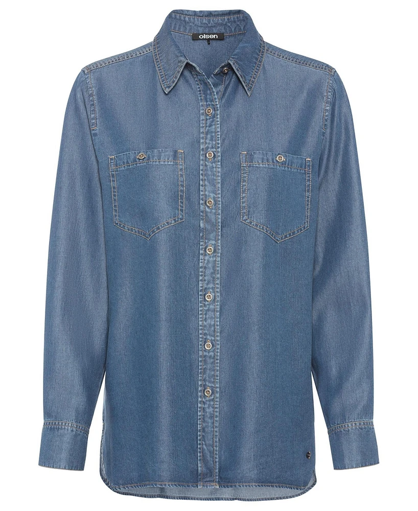 Olsen Women's Long Sleeve Soft Denim Shirt