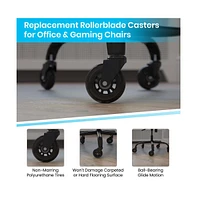 Emma+Oliver Set Of 5 Polyurethane Rollerblade Wheel Replacement Casters With Steel Frame For Home Office Chairs