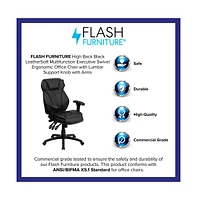 Emma+Oliver High Back Leather Multifunction Executive Swivel Ergonomic Office Chair With Lumbar Support Knob With Arms