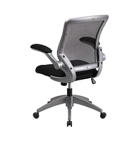 Emma+Oliver Mid-Back Mesh Swivel Ergonomic Task Office Chair With Gray Frame & Flip-Up Arms