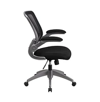 Emma+Oliver Mid-Back Mesh Swivel Ergonomic Task Office Chair With Gray Frame & Flip-Up Arms