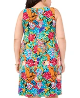 Msk Plus Size Printed Three-Ring Sleeveless Shift Dress