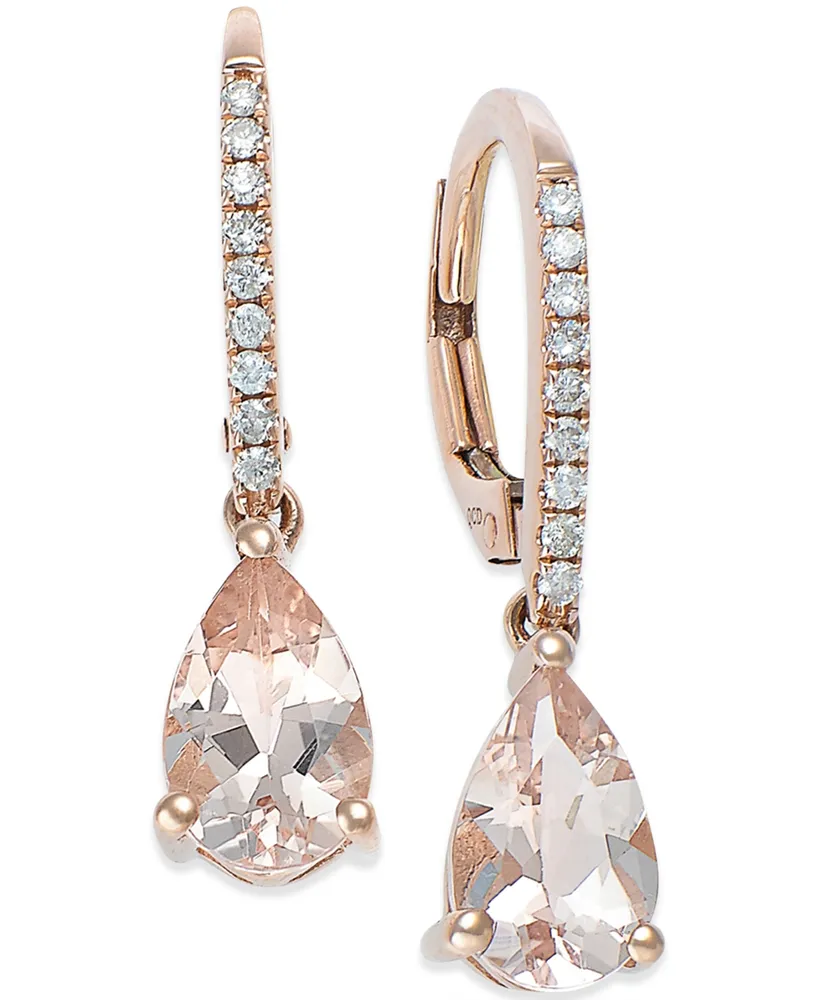 Morganite (1-1/5 ct. t.w.) and Diamond (1/10 ct. t.w.) Earrings in 14k Rose Gold