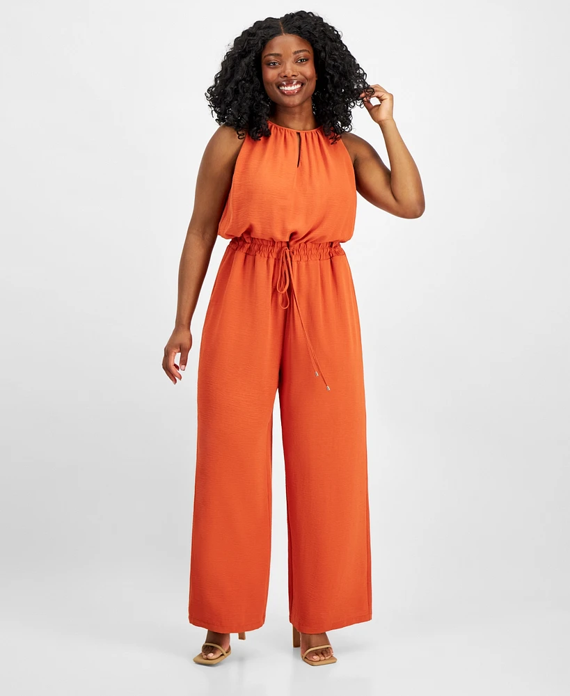 Tahari Plus Keyhole Sleeveless Wide-Leg Jumpsuit