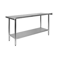 Stainless Steel 18 Gauge Prep And Work Table With Backsplash And Shelf