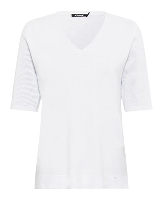 Olsen Women's 3/4 Sleeve Basic V-Neck T-Shirt