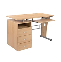 Desk With Three Drawer Single Pedestal And Pull-Out Keyboard Tray