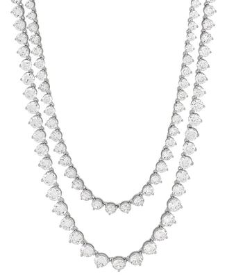 Arabella Cubic Zirconia Layered 17" Statement Necklace in Sterling Silver