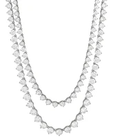 Arabella Cubic Zirconia Layered 17" Statement Necklace in Sterling Silver