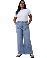 Cotton On Women's Curvy Stretch Wide Jean