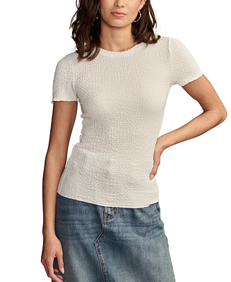 Lucky Brand Women's Pucker-Knit Crewneck T-Shirt