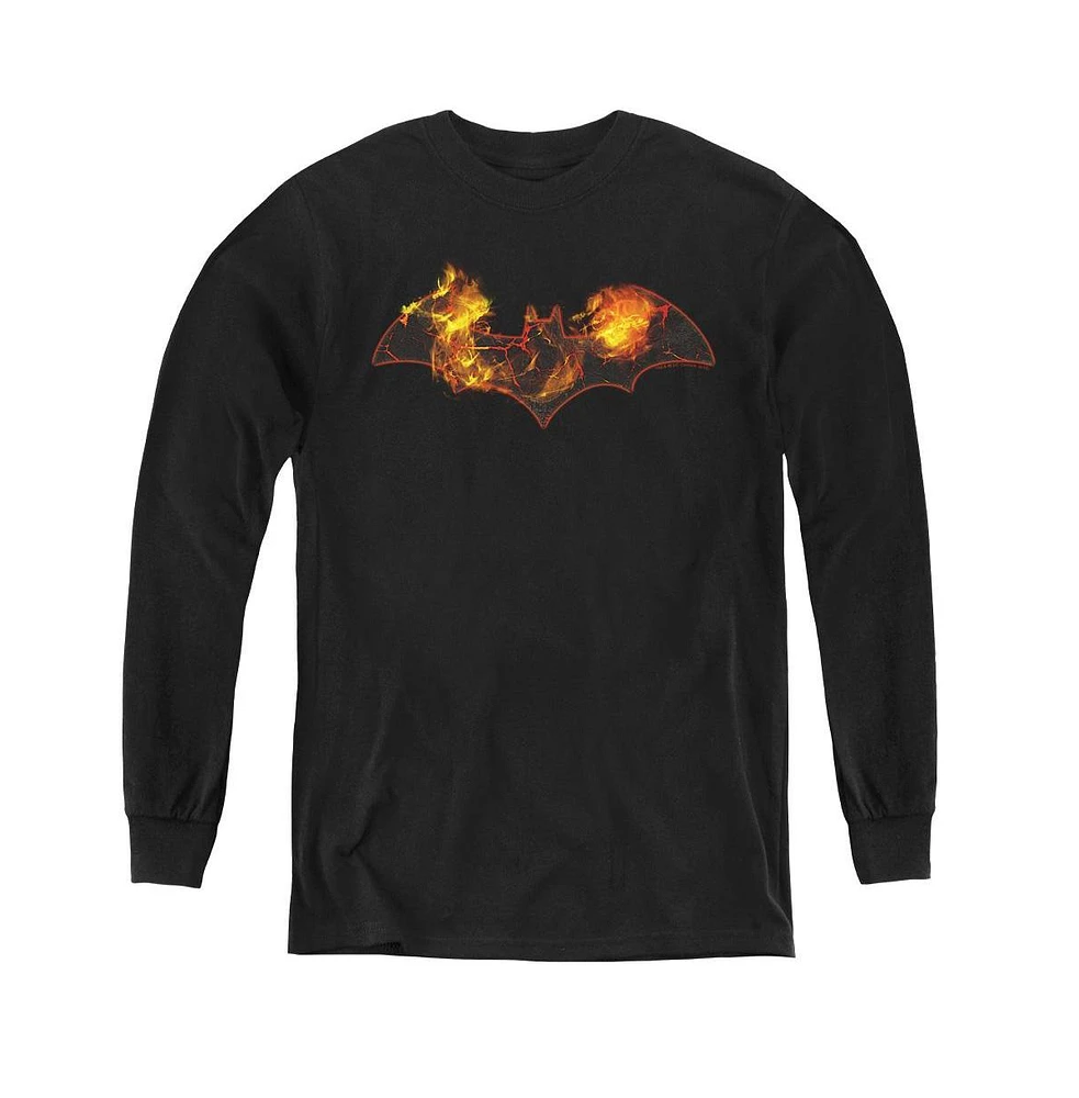 Batman Boys Youth Molten Logo Long Sleeve Sweatshirts