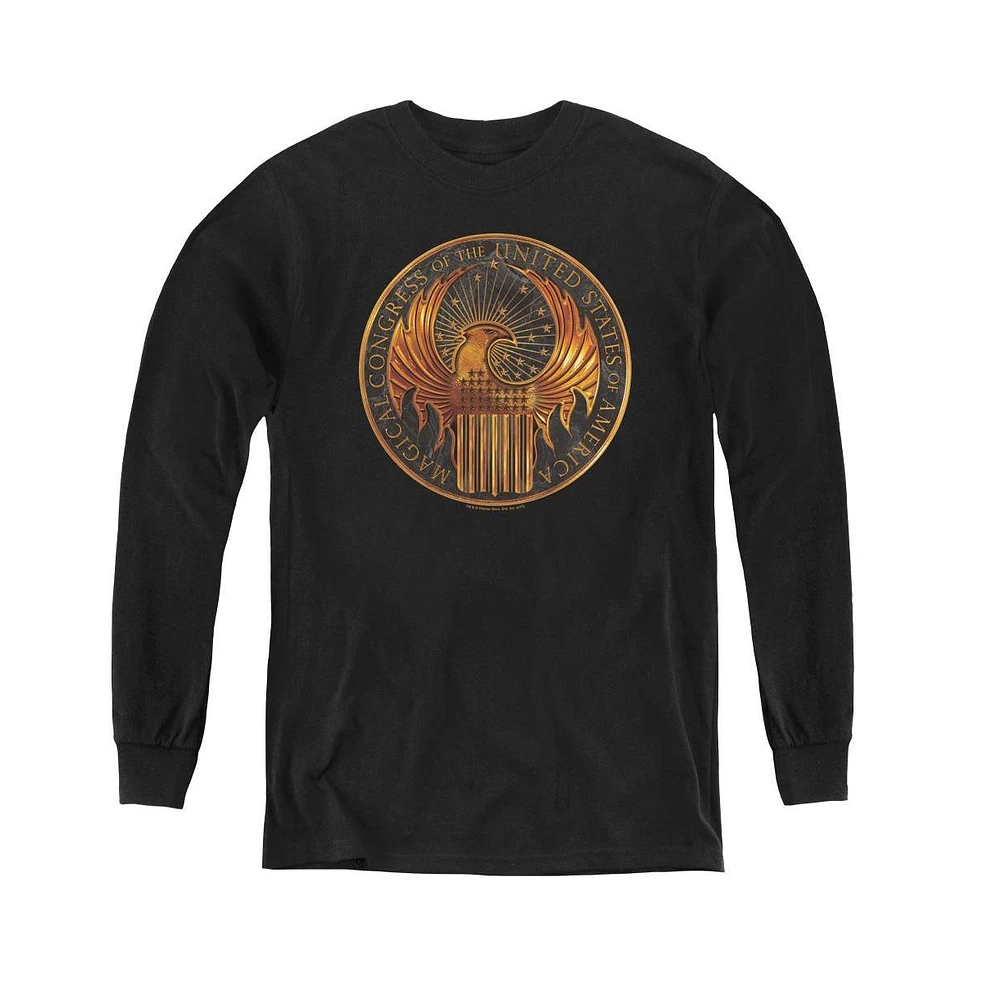 Fantastic Beasts Boys Youth Magical Congress Crest Long Sleeve Sweatshirts