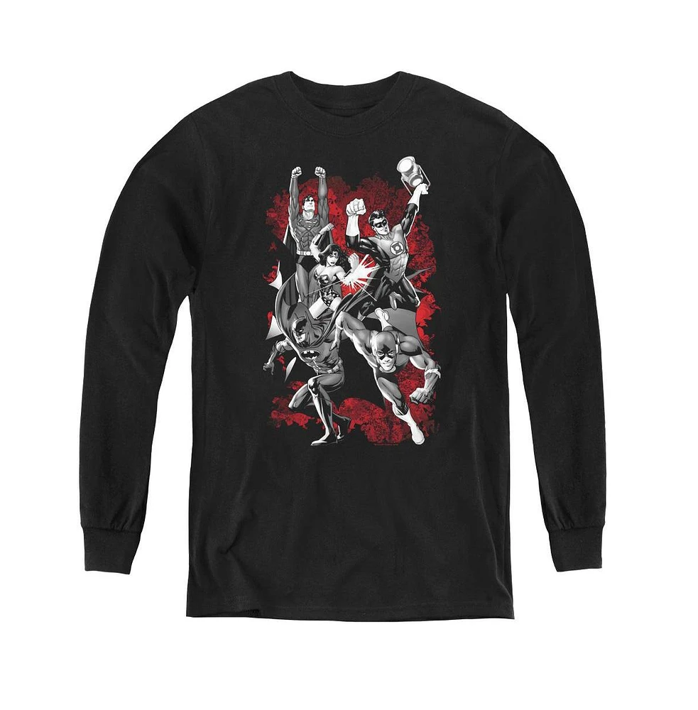 Justice League Boys of America Youth Explosion Long Sleeve Sweatshirts