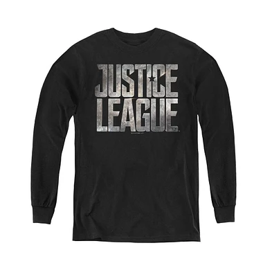 Justice League Boys Movie Youth Metal Logo Long Sleeve Sweatshirts