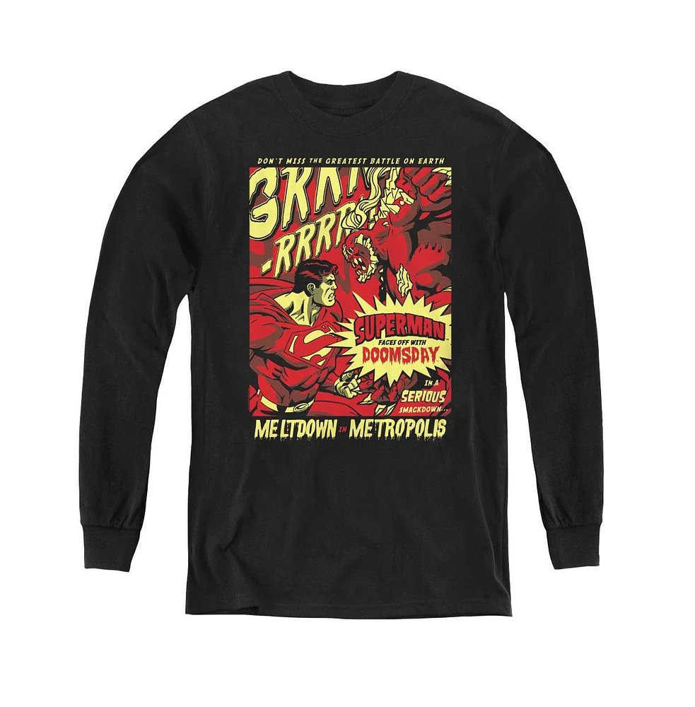 Superman Boys Youth Metropolis Meltdown Long Sleeve Sweatshirts