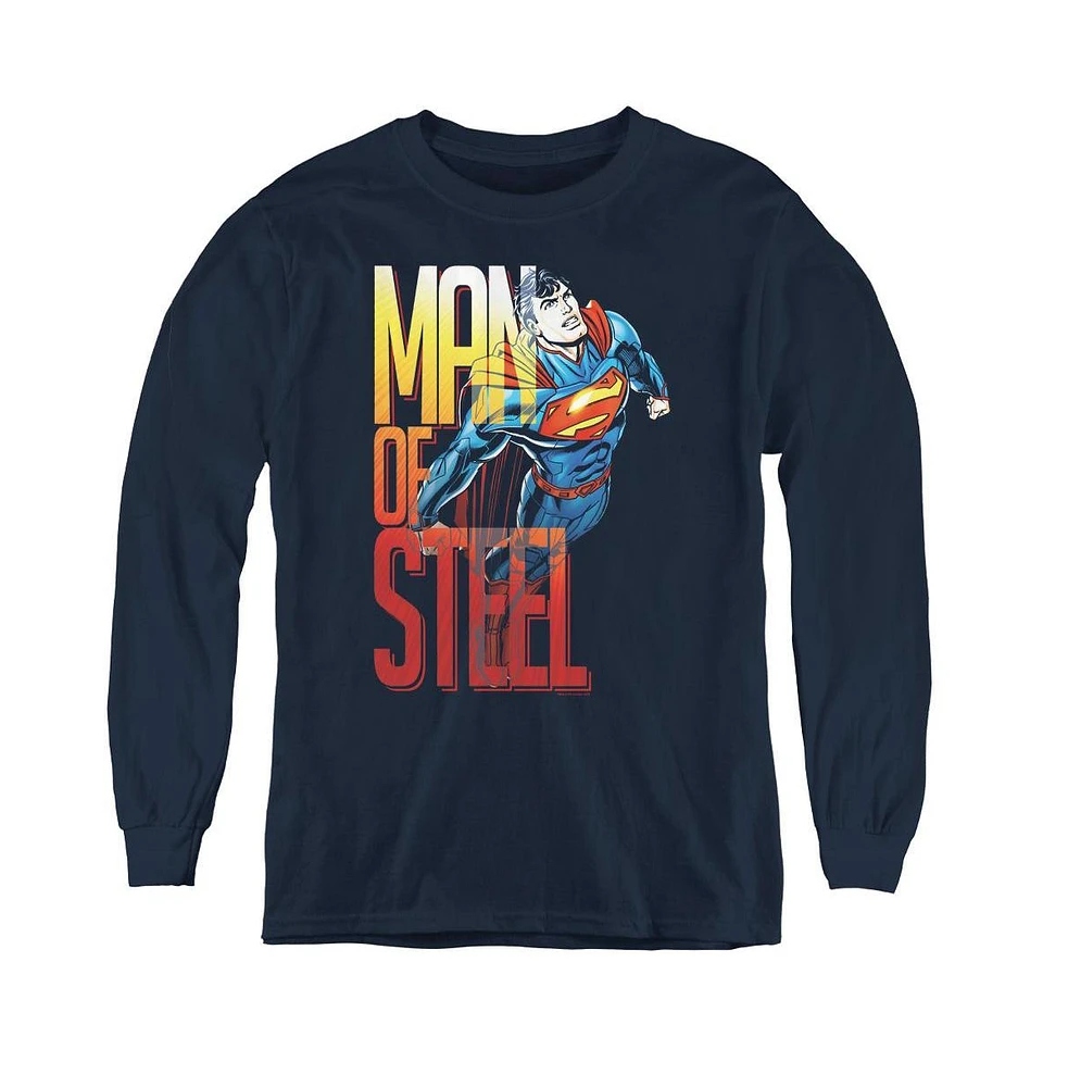 Superman Boys Youth Steel Flight Long Sleeve Sweatshirts