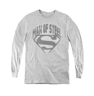 Superman Boys Youth Man Of Steel Shield Long Sleeve Sweatshirts